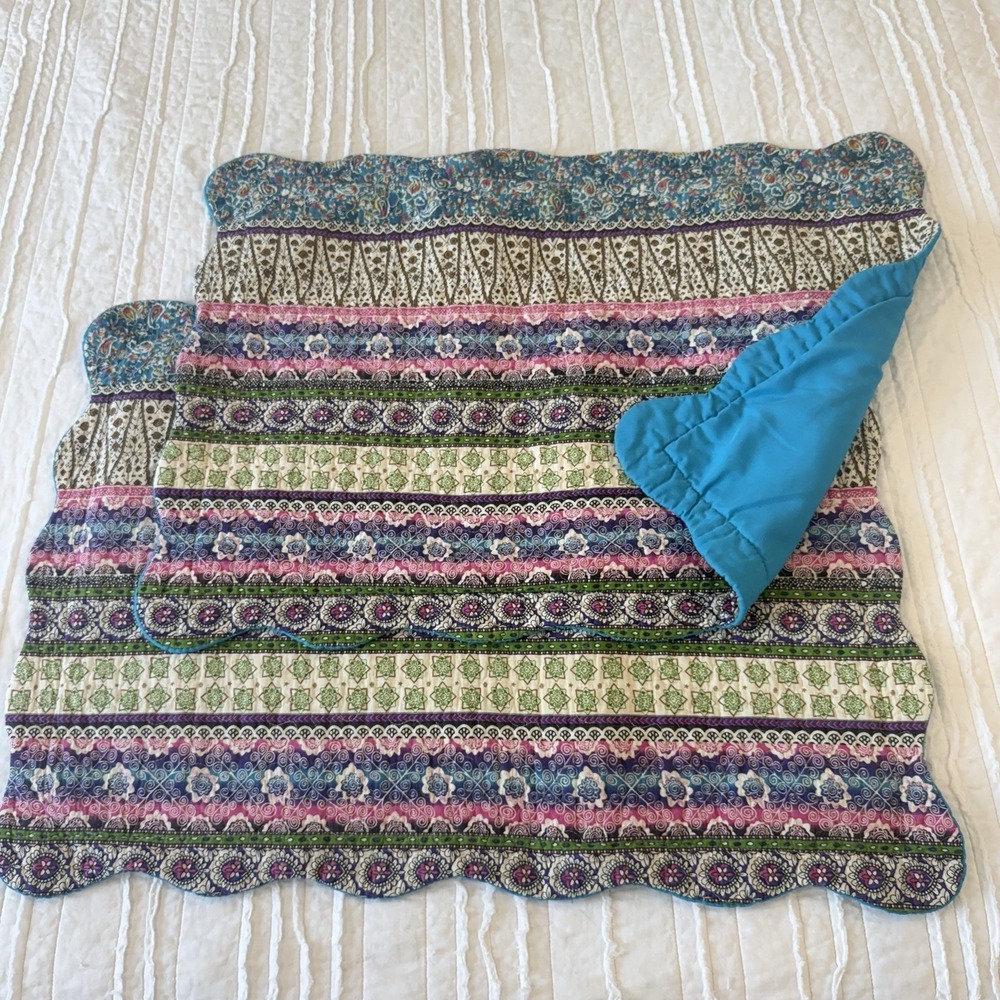 2- New Lake Teal Paisley Jacquard Medallion Pillow Shams Covers 30" x 22" - Boho